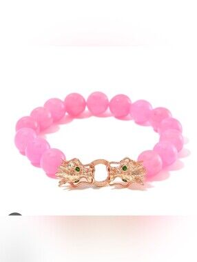 Pink Jade (D) and Chrome Diopside 230.50 ctw Dragon Bracelet in 18K Vermeil Rose